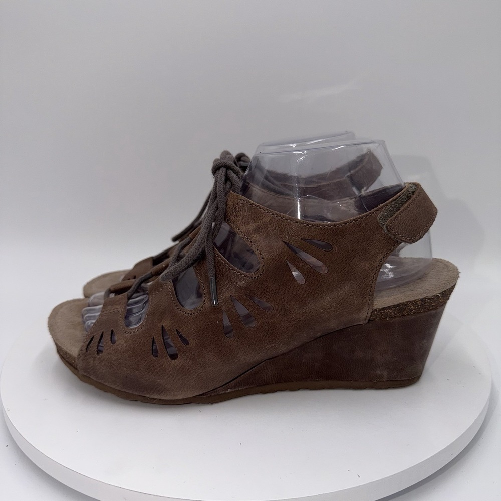 Aetrex Giselle Women's Sandal Brown Leather Wedge 8.5 Gladiator Slingback Shoes